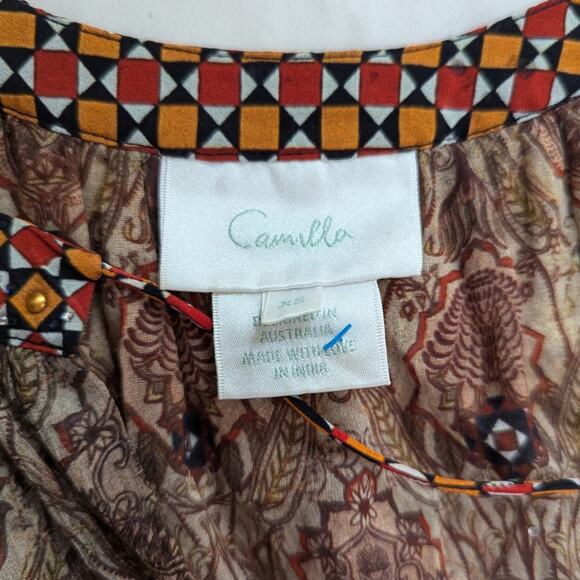 Camilla Long Gathered Panel Maxi Dress Paved In Paisley Size XS Preowned - Picture 13 of 16